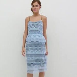 NWT!! LITTLE‎ WHITE LIES Blue Crochet Lace Peplum Sheath Dress XX-Large XXL
